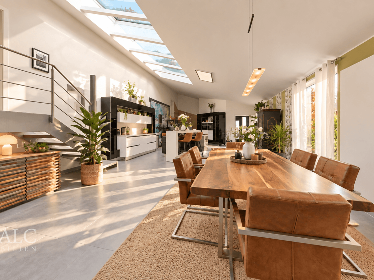Offenes Wohnzimmer mit Essbereich